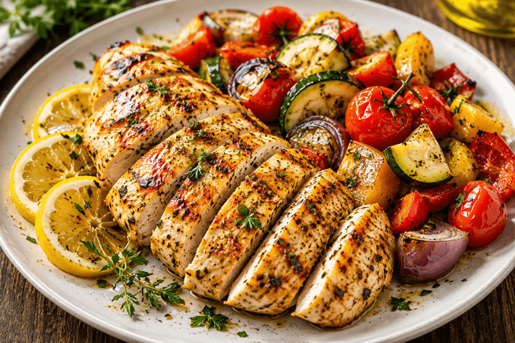 Grilled Lemon Herb Chicken with Roasted Vegetables