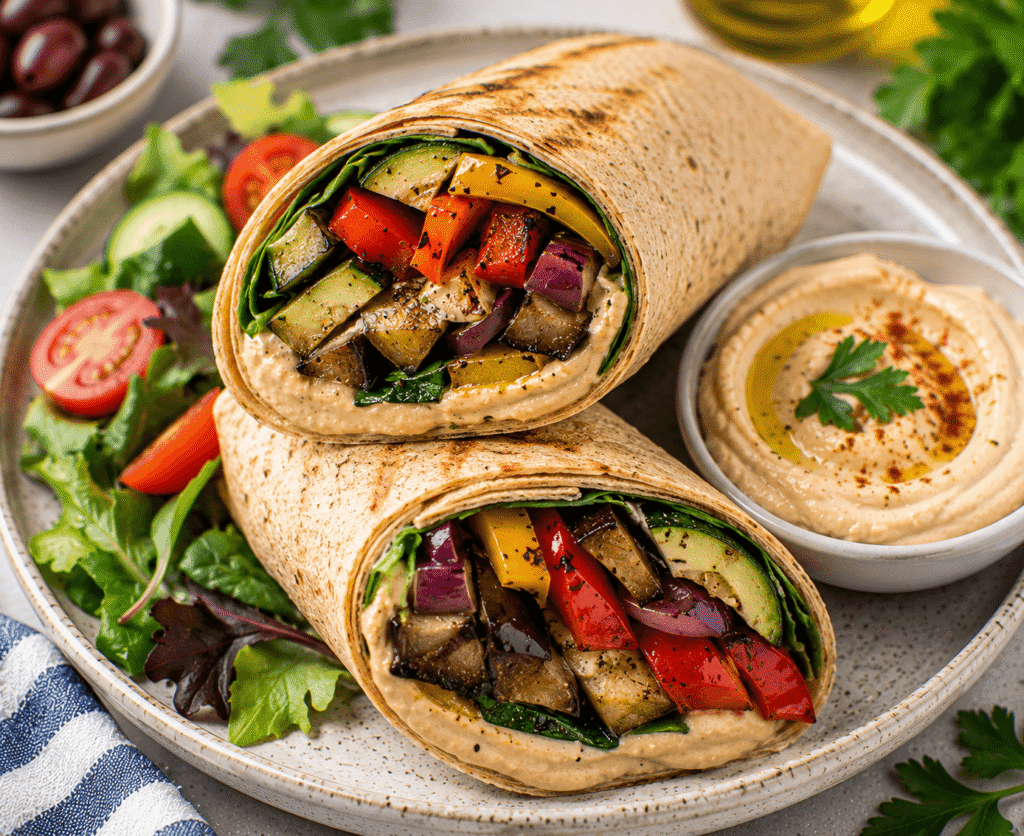 Grilled Vegetable and Hummus Wrap