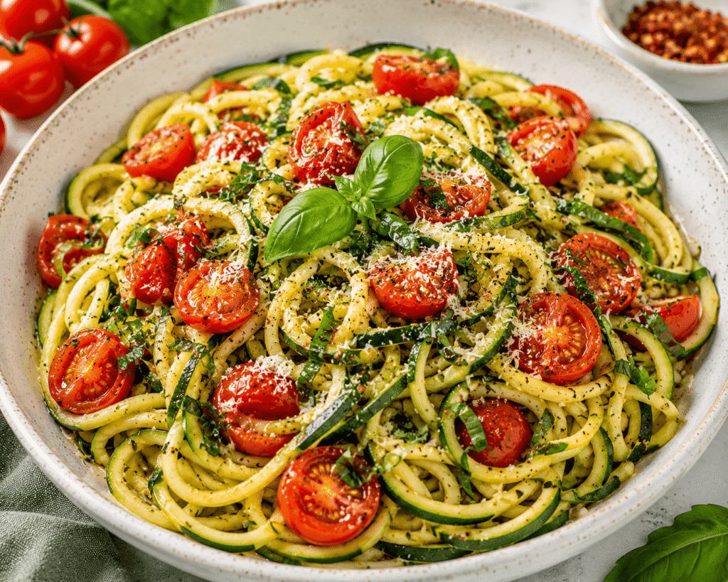 Zucchini Noodles with Tomato and Basil