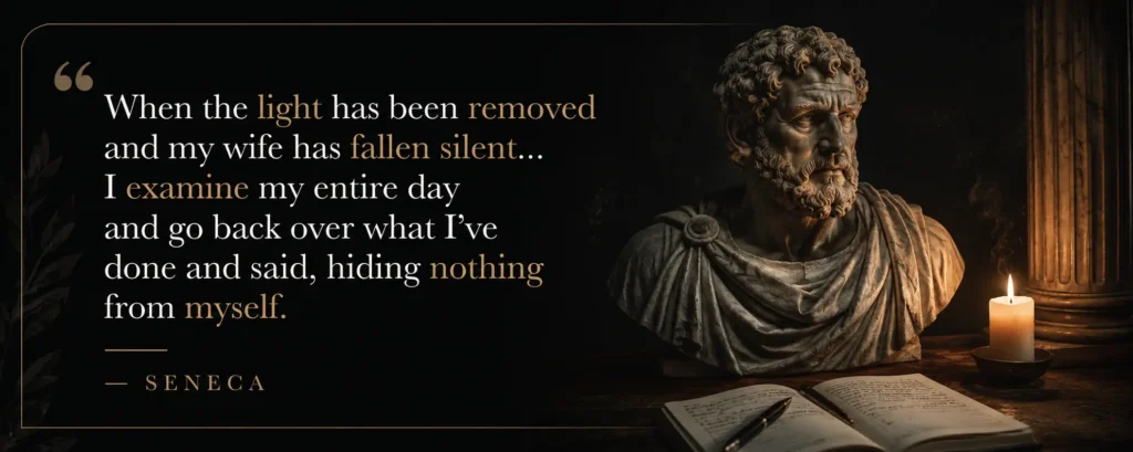 Seneca's Evening Self-Reflection Quote